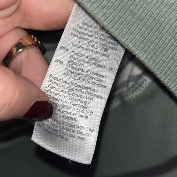 MADEWELL MWL Velour Crewneck Sweatshirt Sage Green Striped Size XXS - Picture 10 of 10